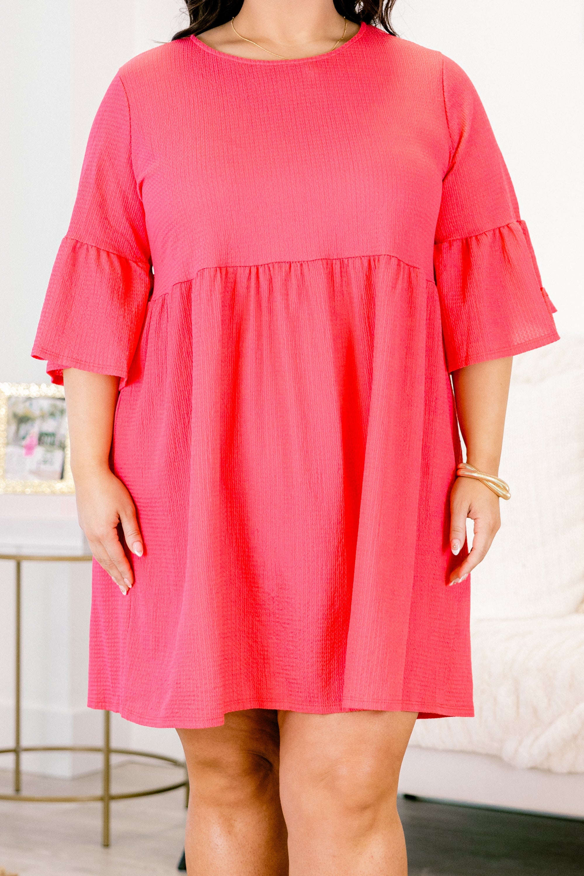 Little Miss Trendy Dress, Coral