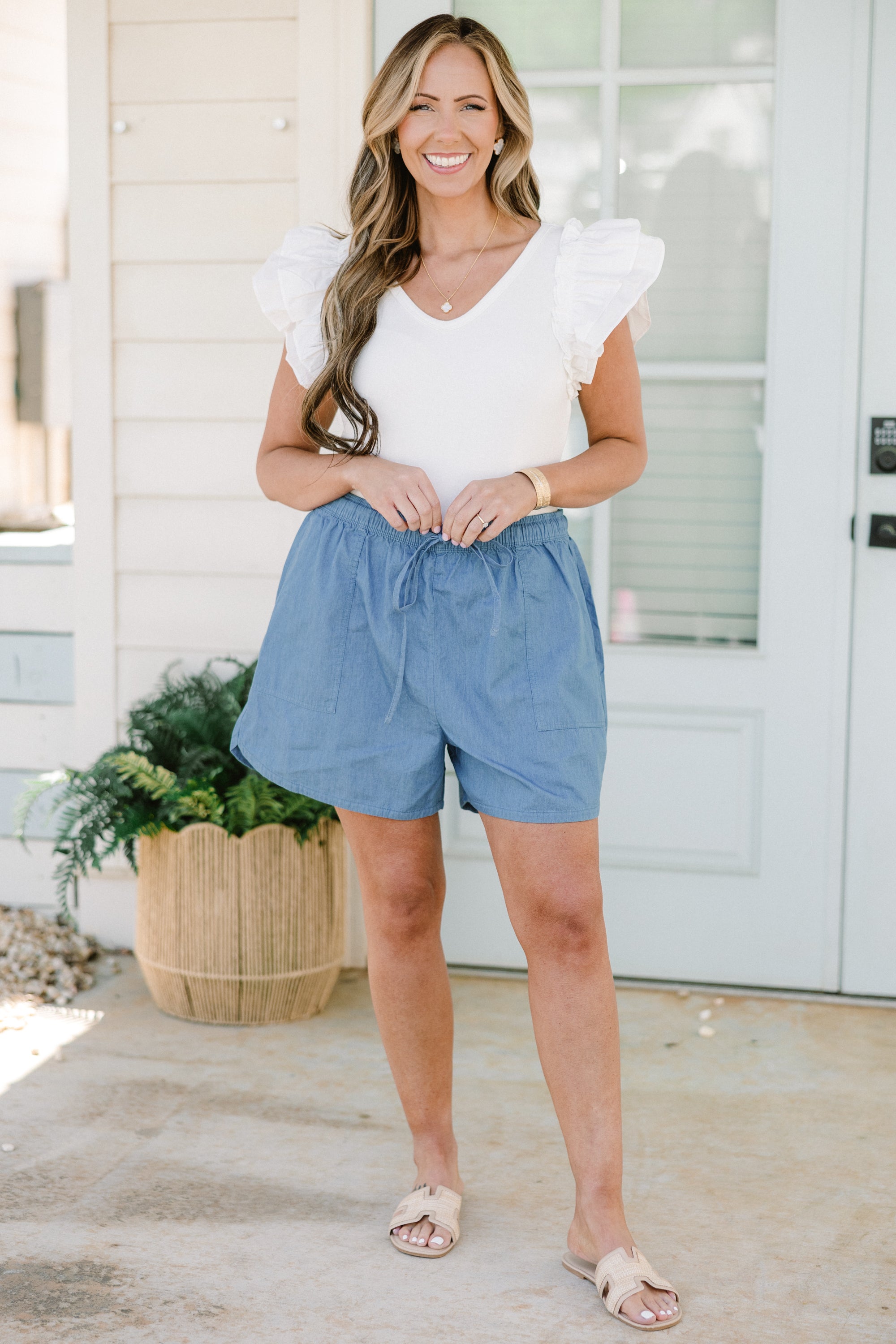 Livin' Life Fully Shorts, Light Denim