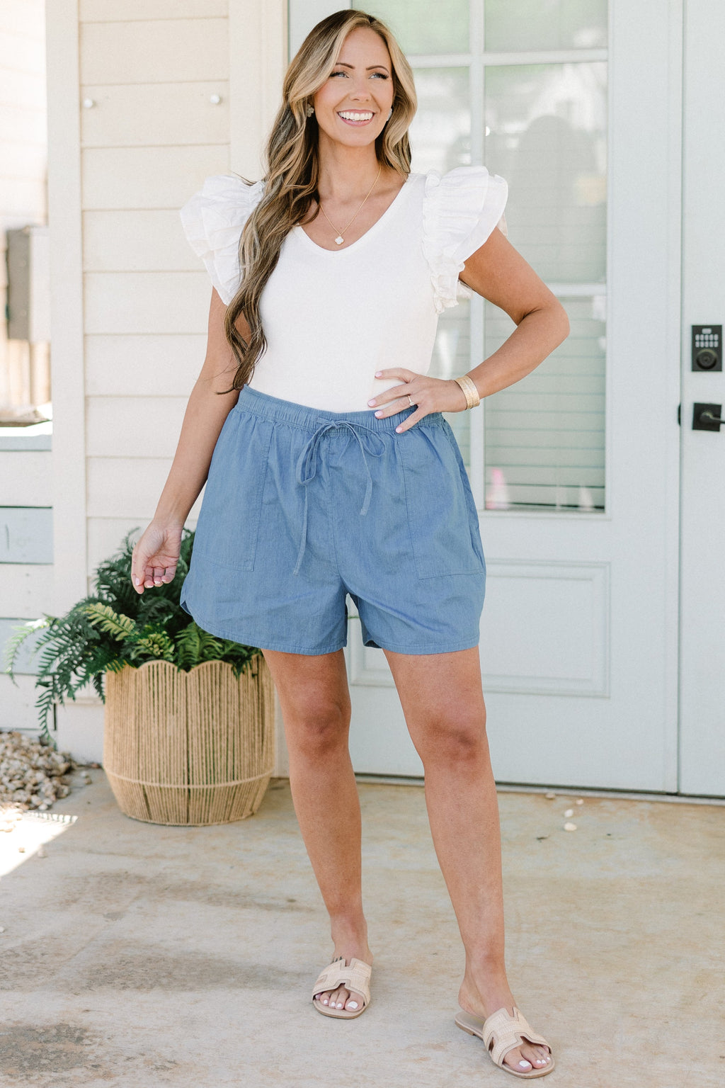 Livin' Life Fully Shorts, Light Denim