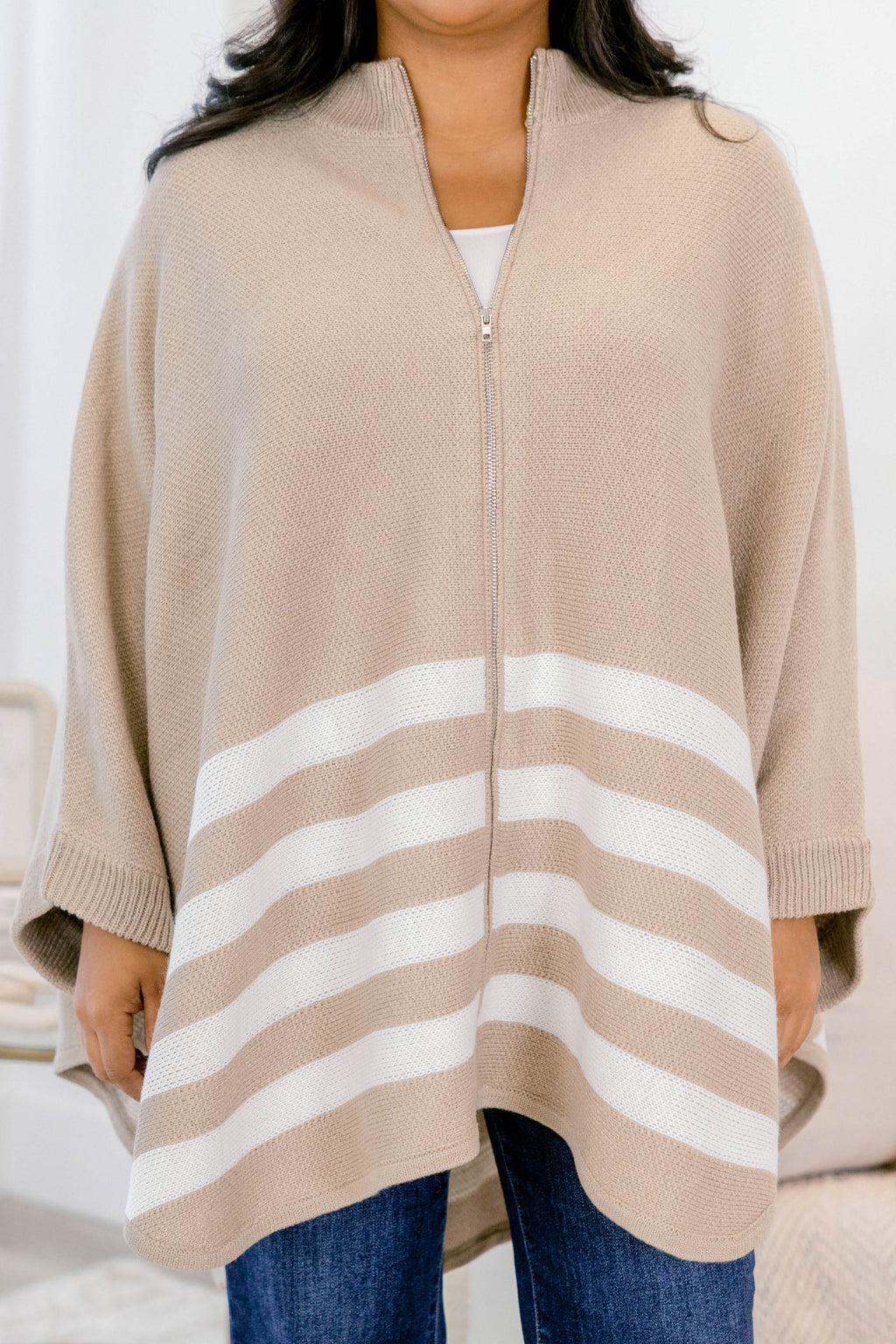 Living The Dream Poncho, Taupe