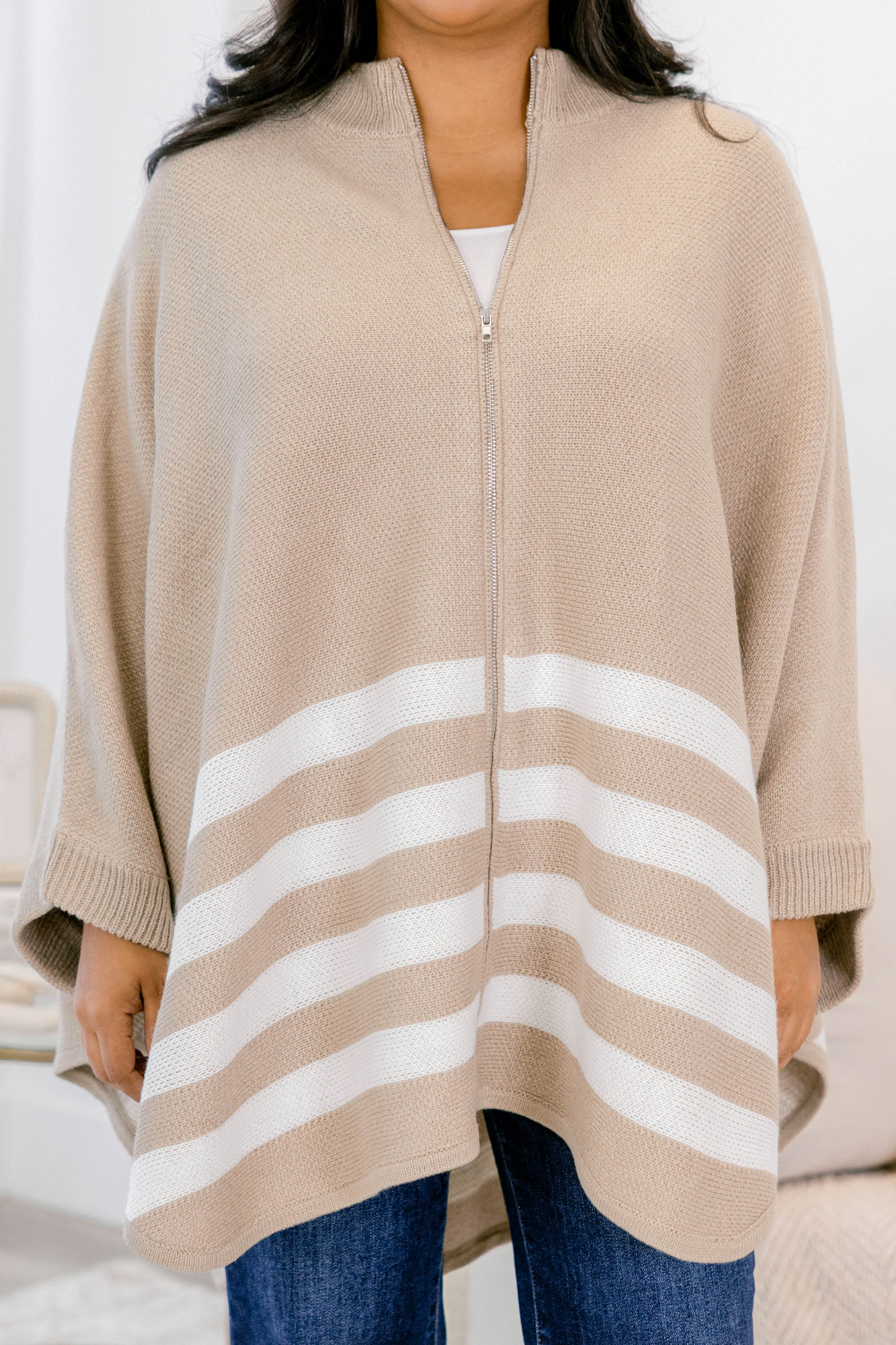 Living The Dream Poncho, Taupe