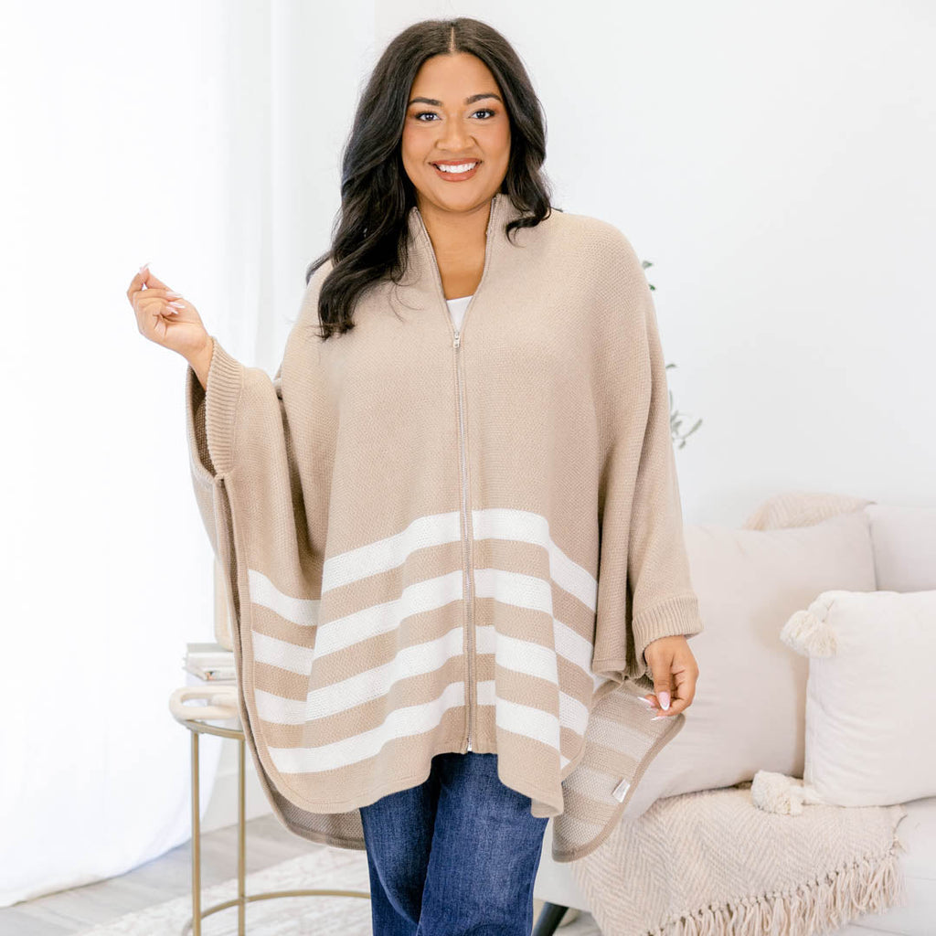 Living The Dream Poncho, Taupe