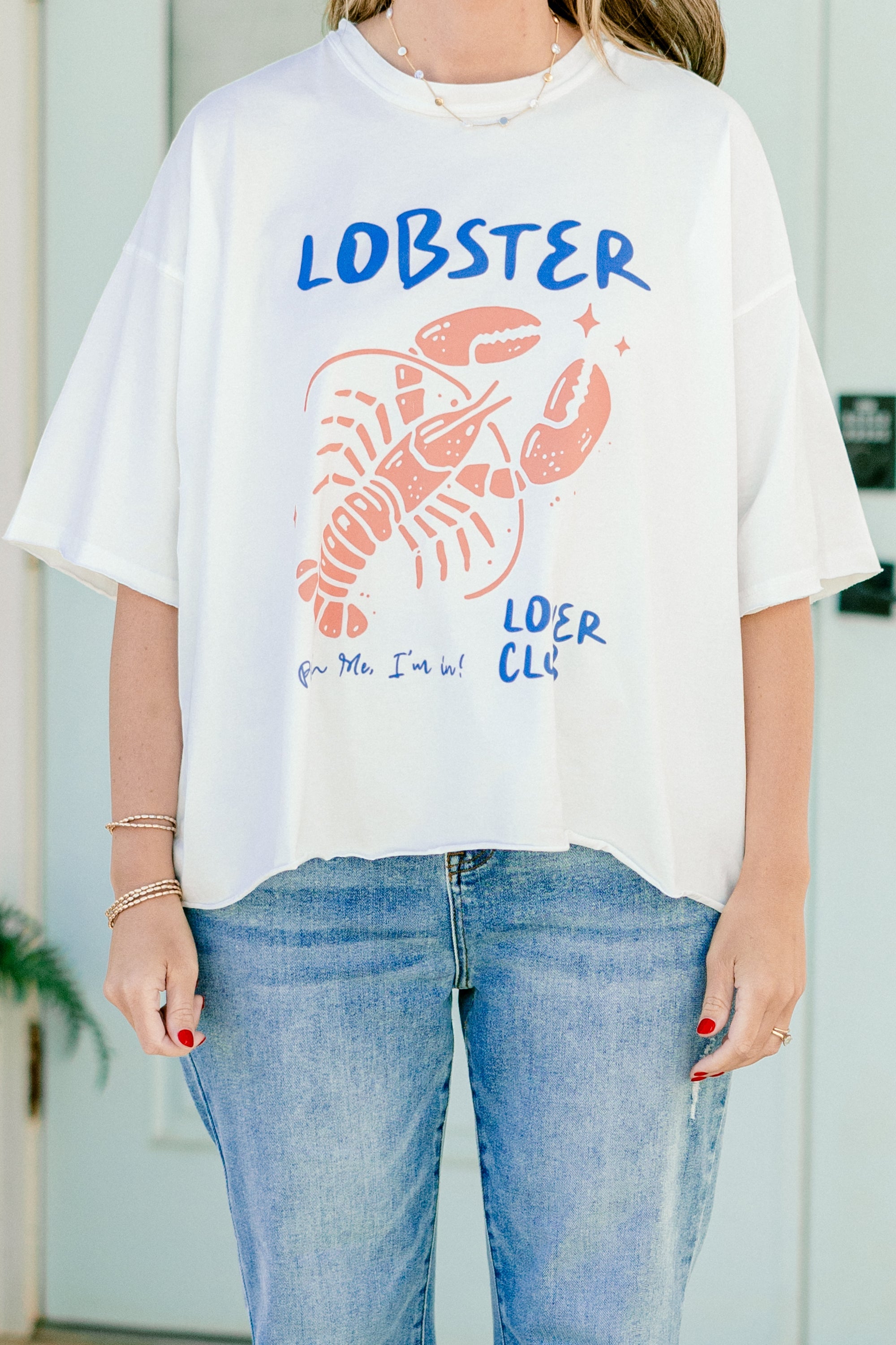 Lobster Lover Club Vintage Wash Tee, White