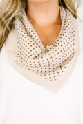 Looking In Scarf, Cream Polka Dot