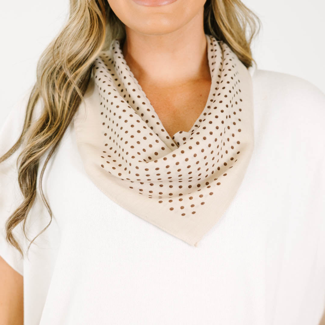Looking In Scarf, Cream Polka Dot