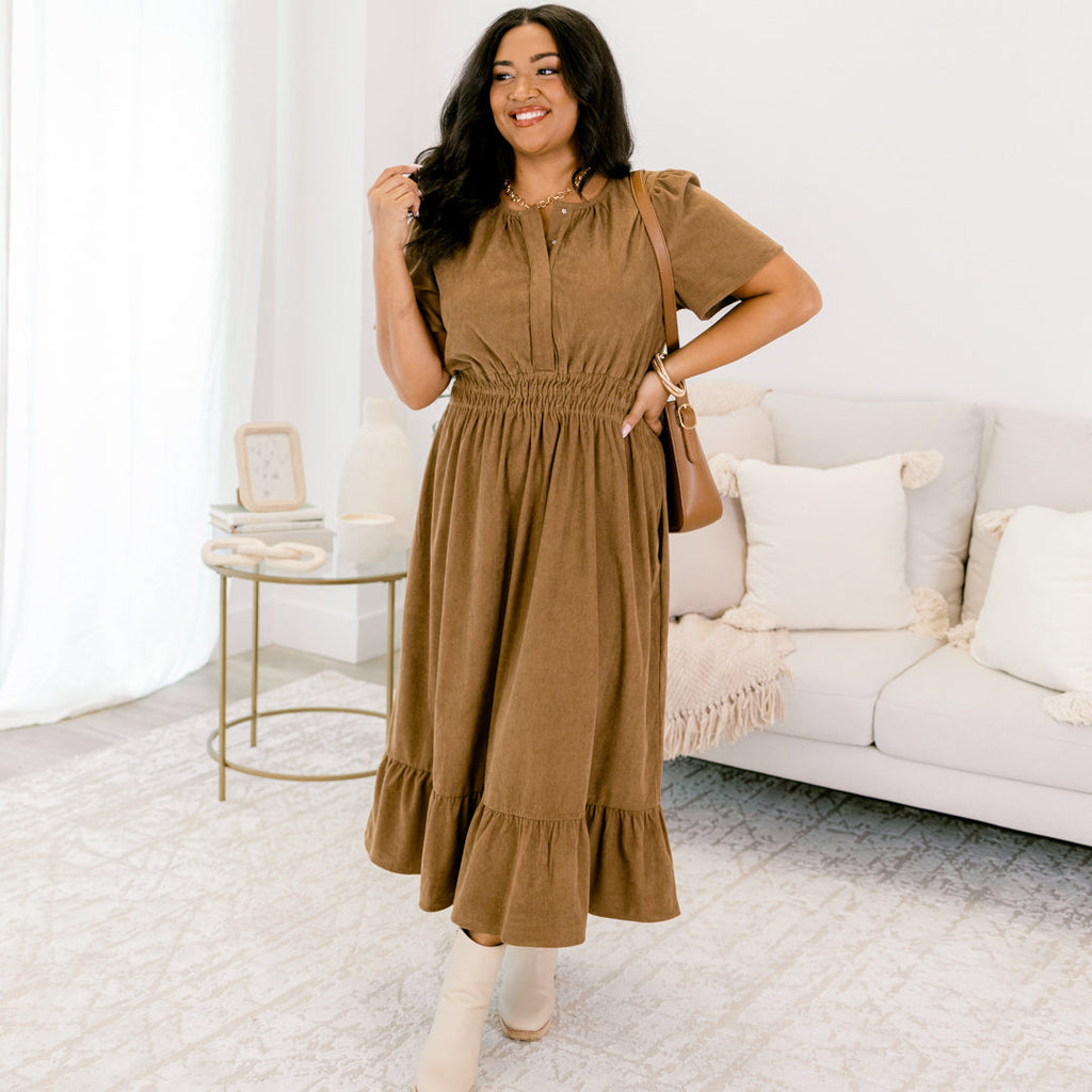 Lost In Time Dress, Camel