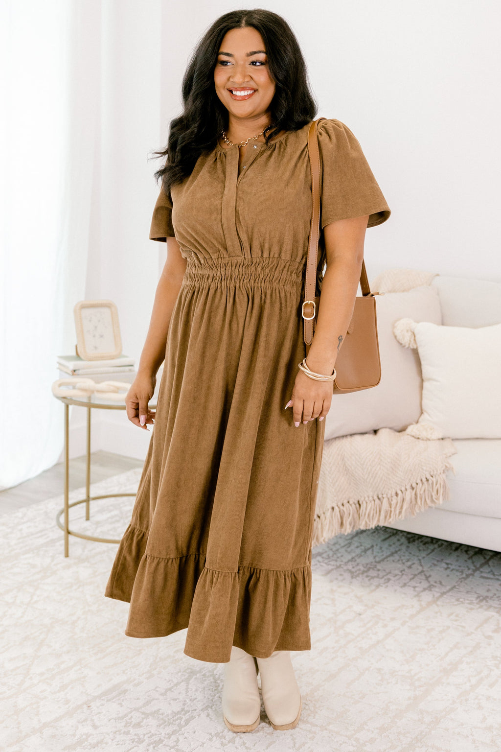 Lost In Time Dress, Camel
