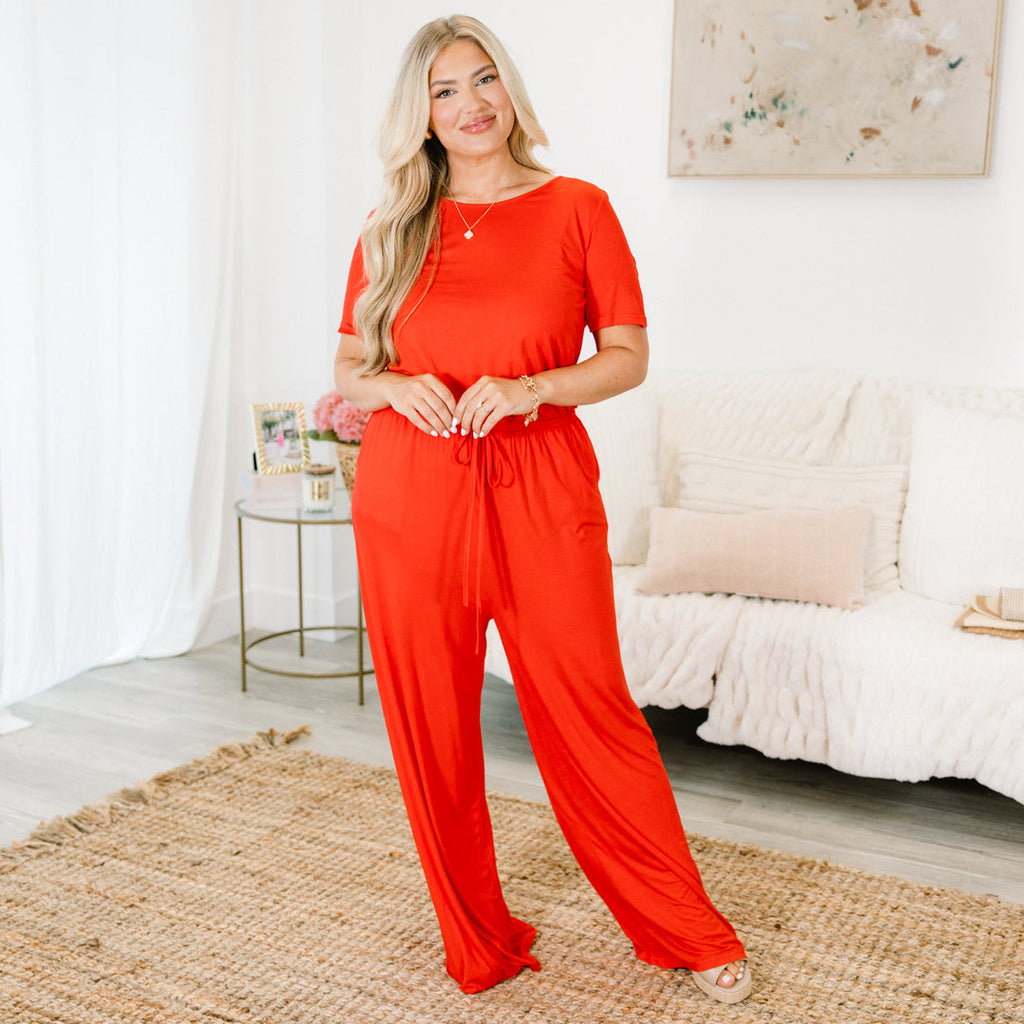 Louder Than Words Jumpsuit, Red