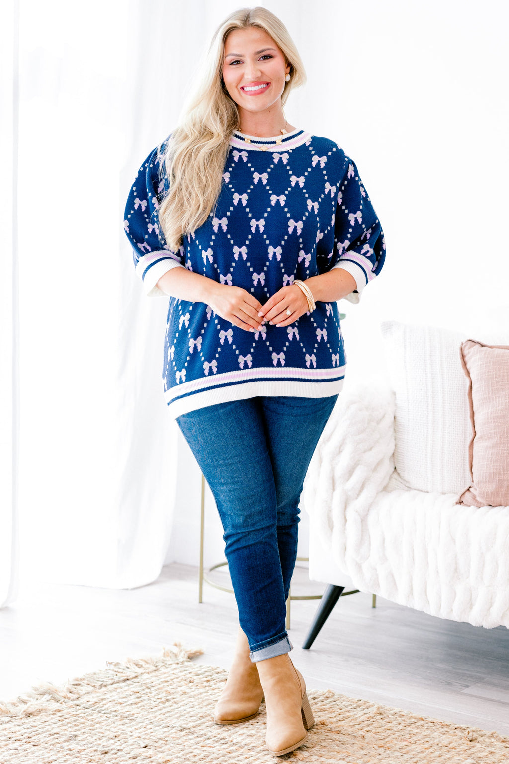 Love And Life Sweater, Navy Blue