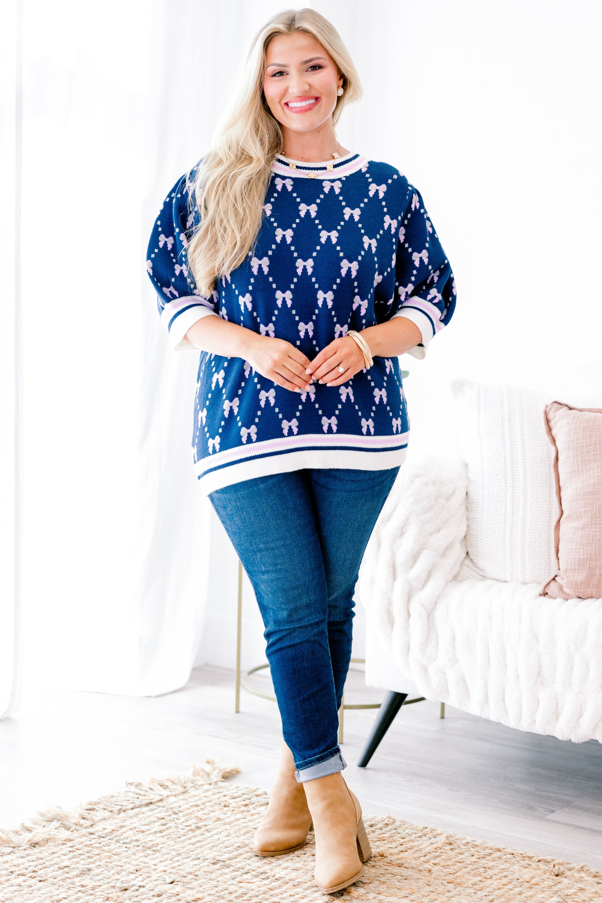 Love And Life Sweater, Navy Blue