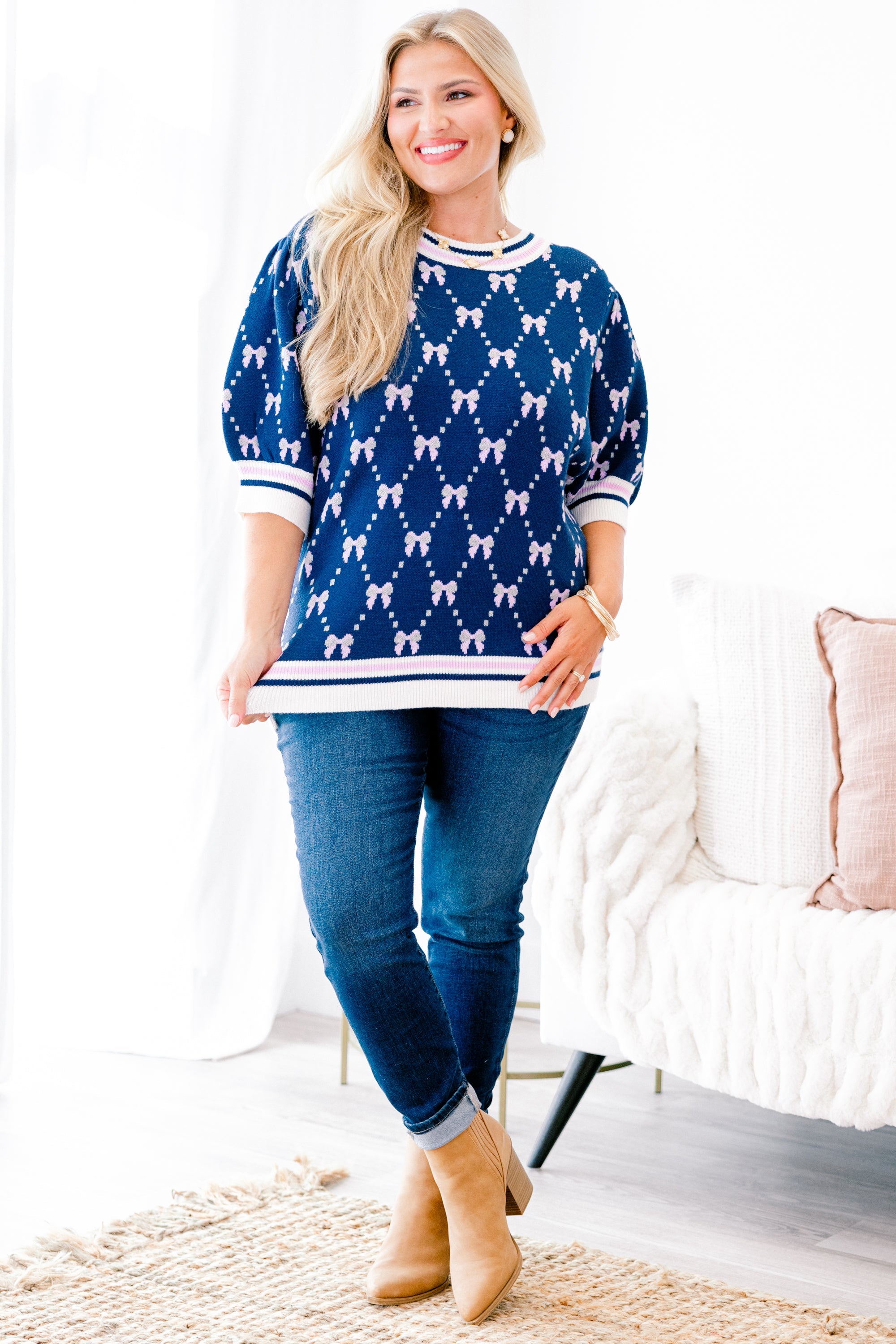 Love And Life Sweater, Navy Blue