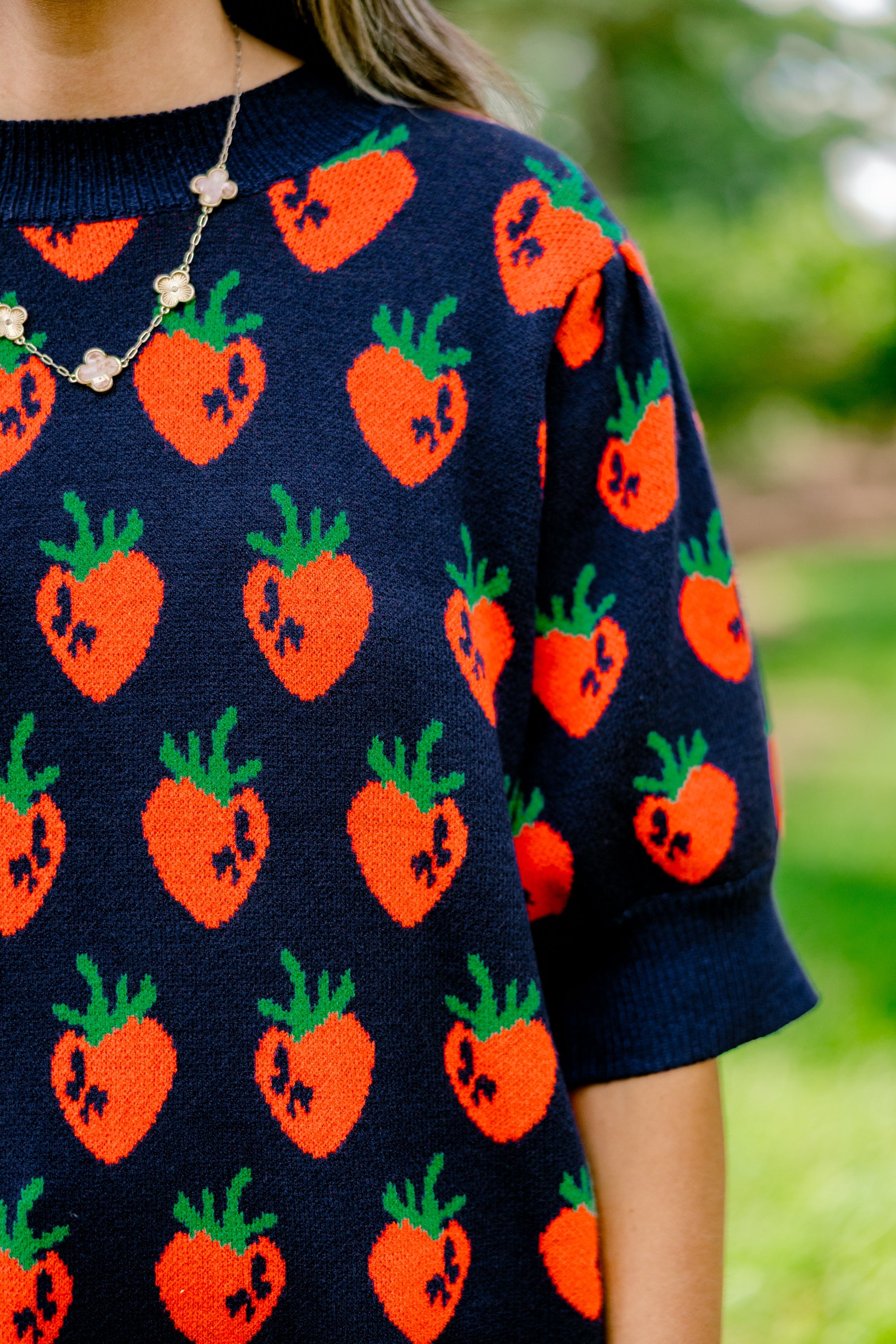Love And Life Sweater, Navy Strawberry