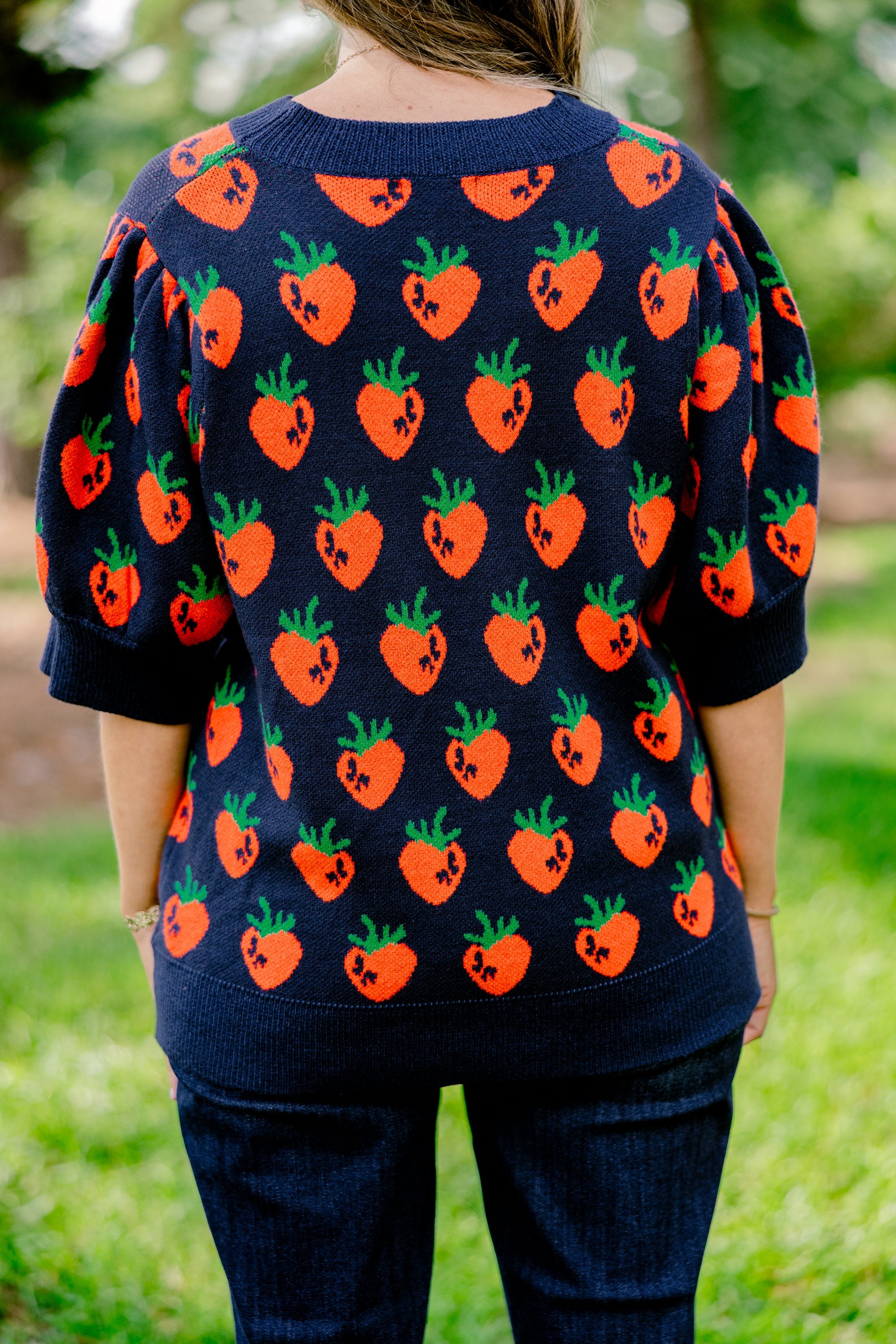 Love And Life Sweater, Navy Strawberry