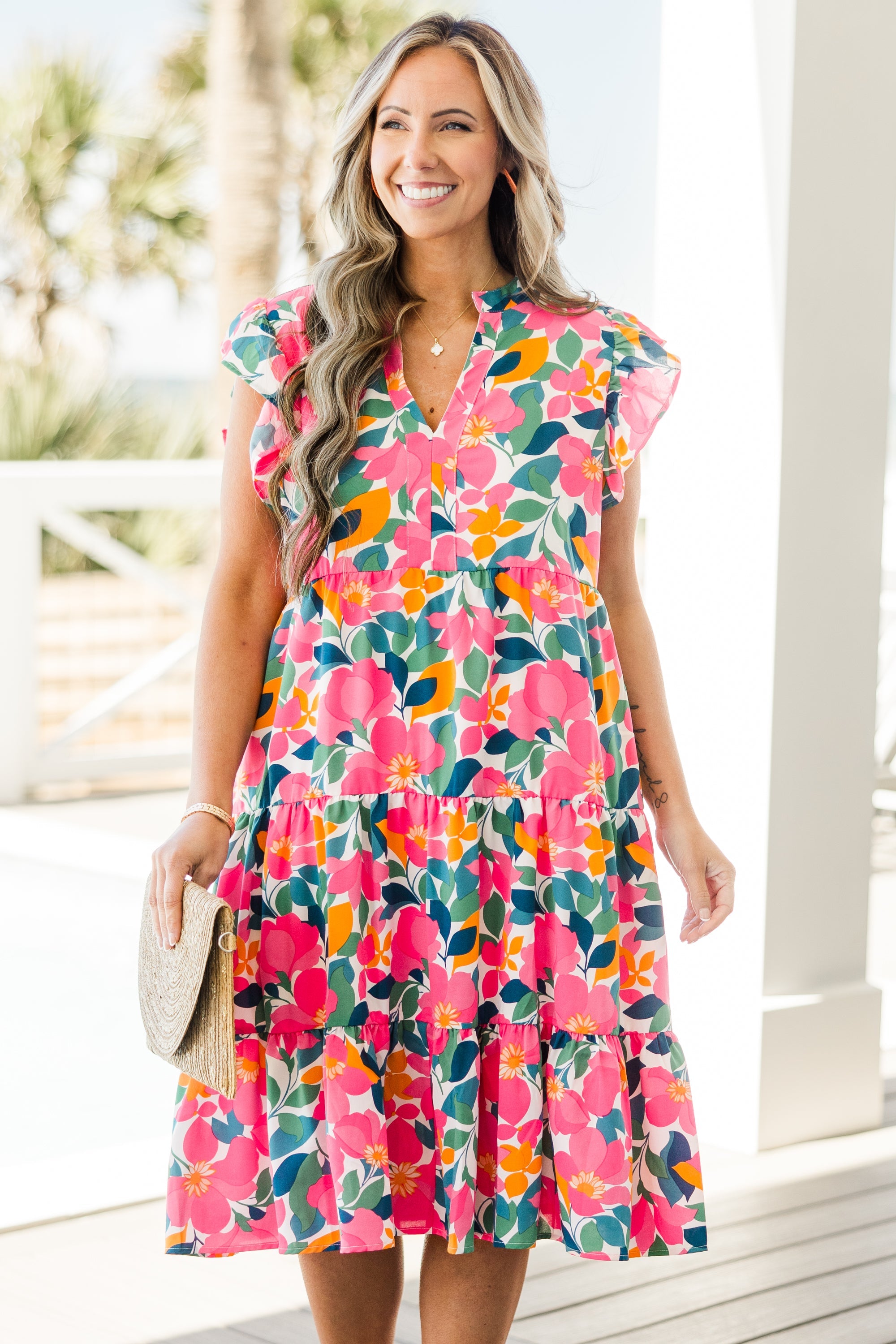 Love Grows Strong Midi Dress, White Floral