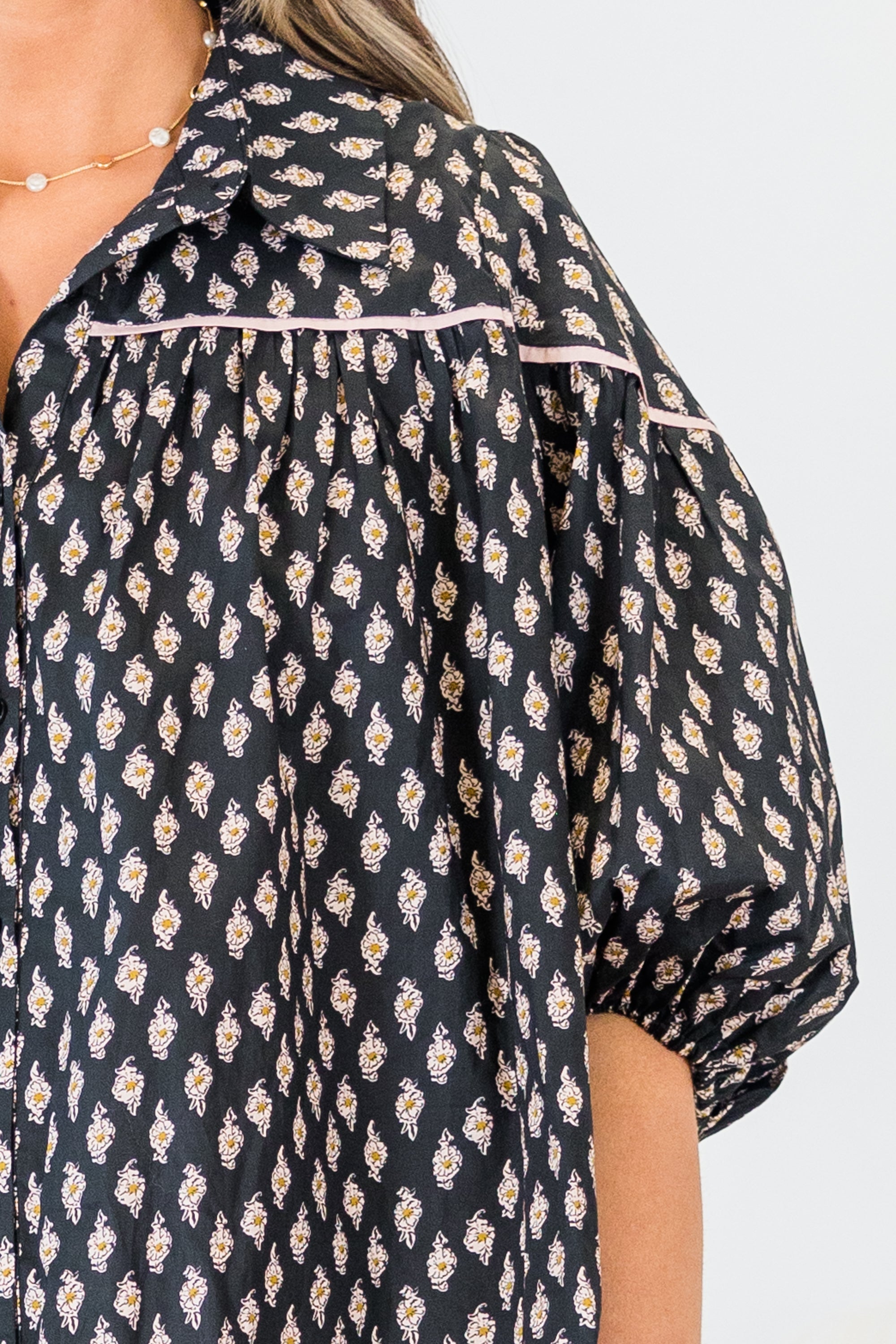Love Is All Around Blouse, Black/Pink
