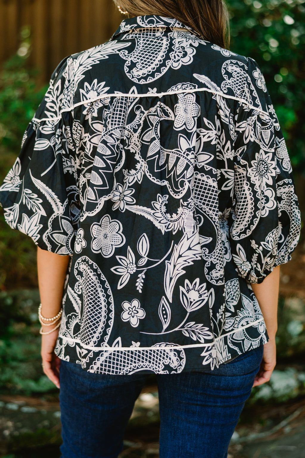 Love Is All Around Blouse, Black Paisley