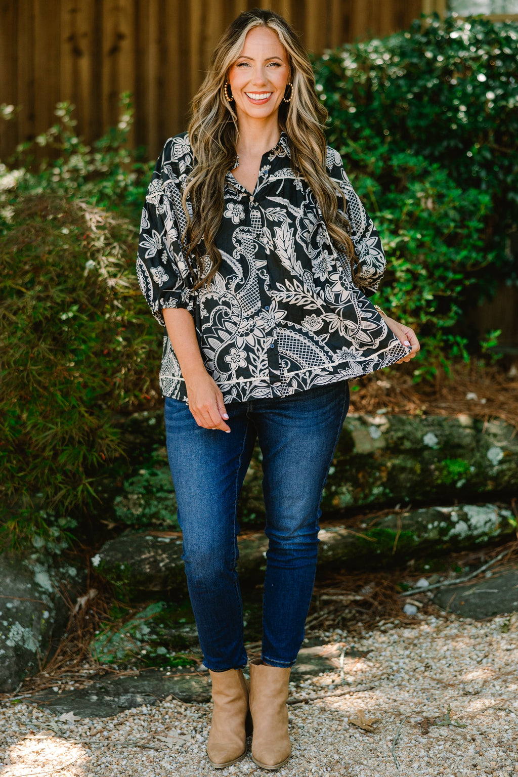 Love Is All Around Blouse, Black Paisley