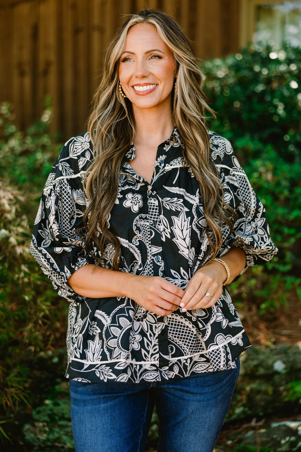 Love Is All Around Blouse, Black Paisley