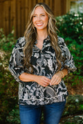 Love Is All Around Blouse, Black Paisley