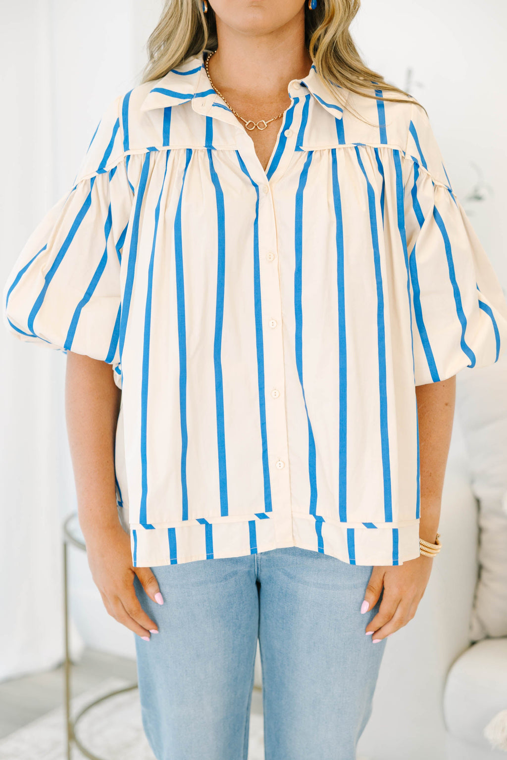 Love Is All Around Blouse, Blue Stripe