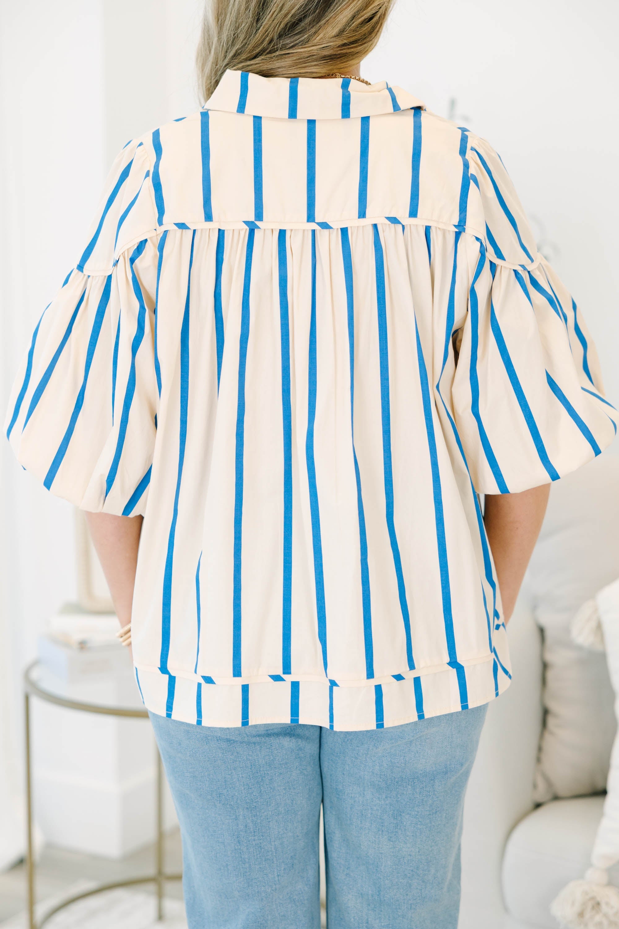 Love Is All Around Blouse, Blue Stripe