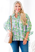 Love Is All Around Blouse, Green Floral