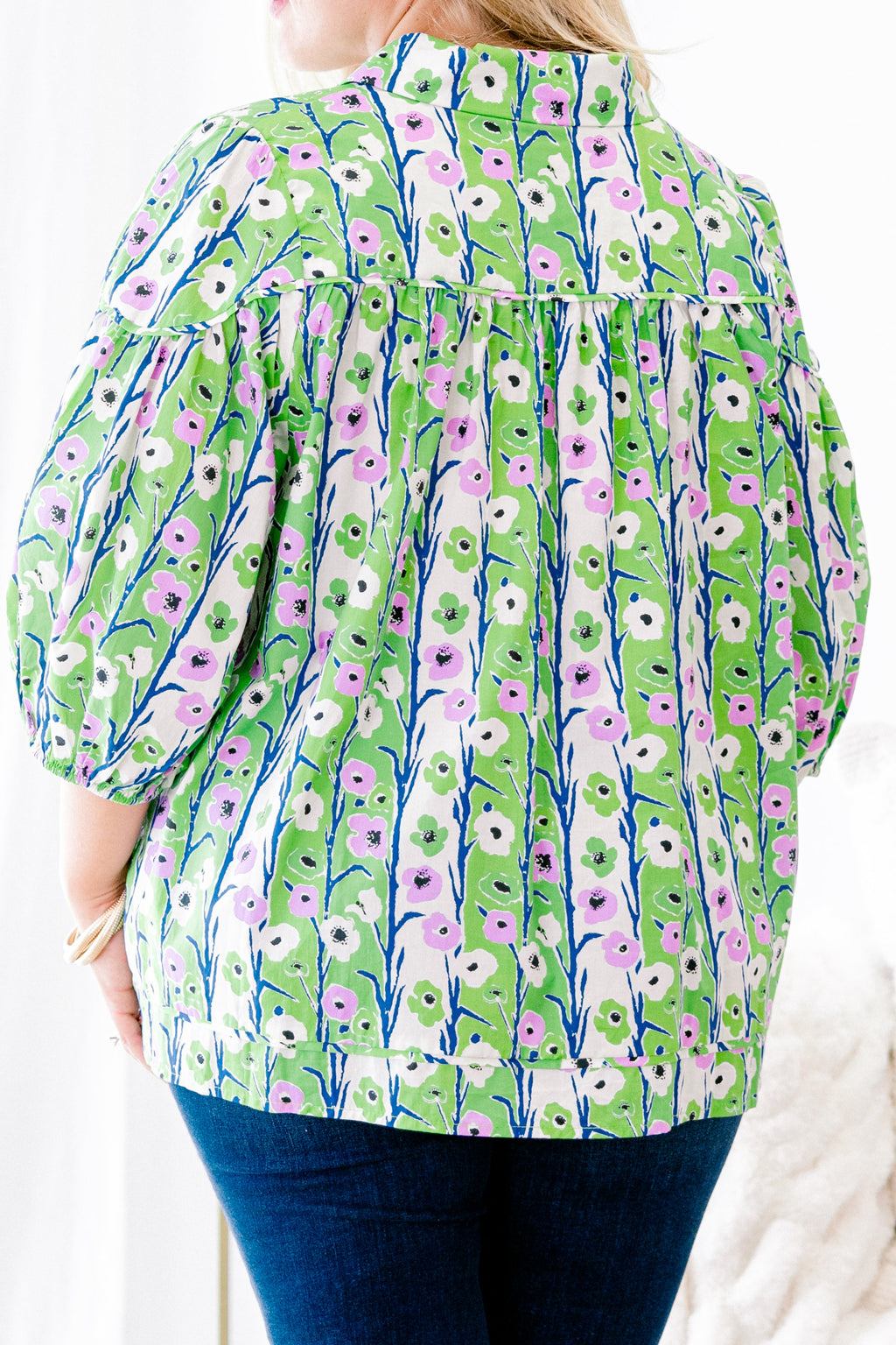 Love Is All Around Blouse, Green Floral