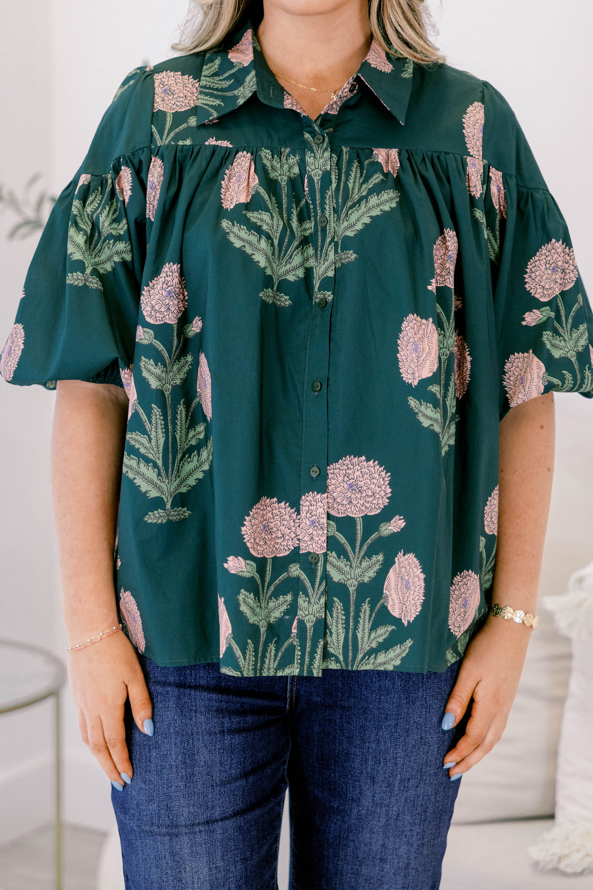Love Is All Around Blouse, Hunter Green