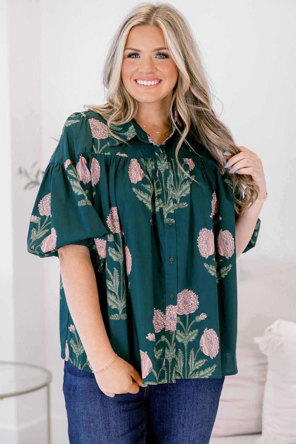 Love Is All Around Blouse, Hunter Green