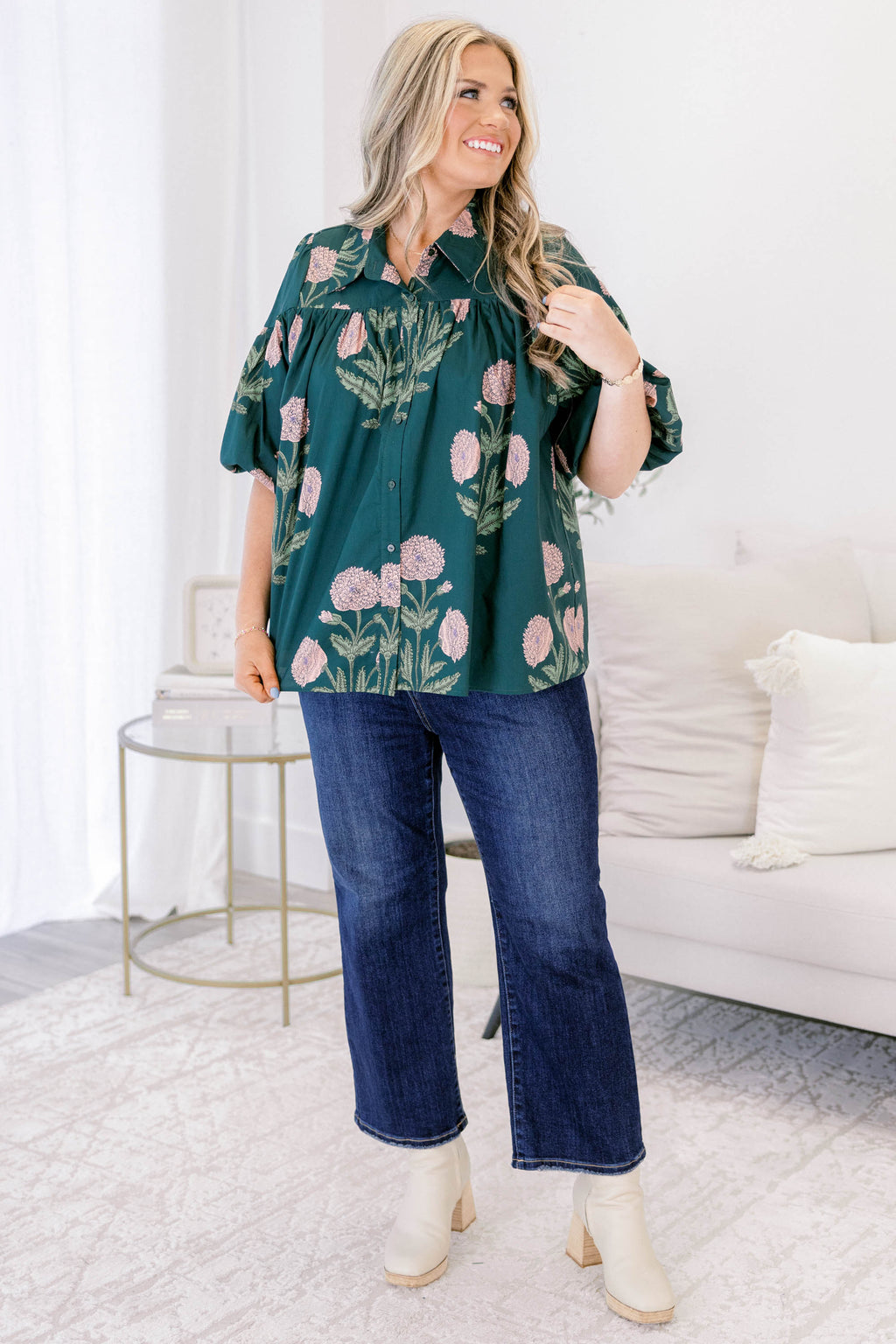 Love Is All Around Blouse, Hunter Green