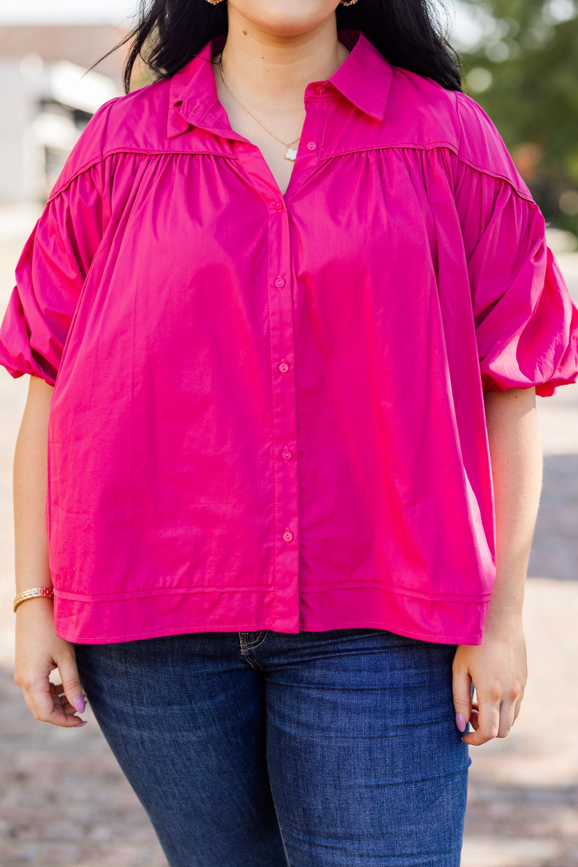 Love Is All Around Blouse, Magenta
