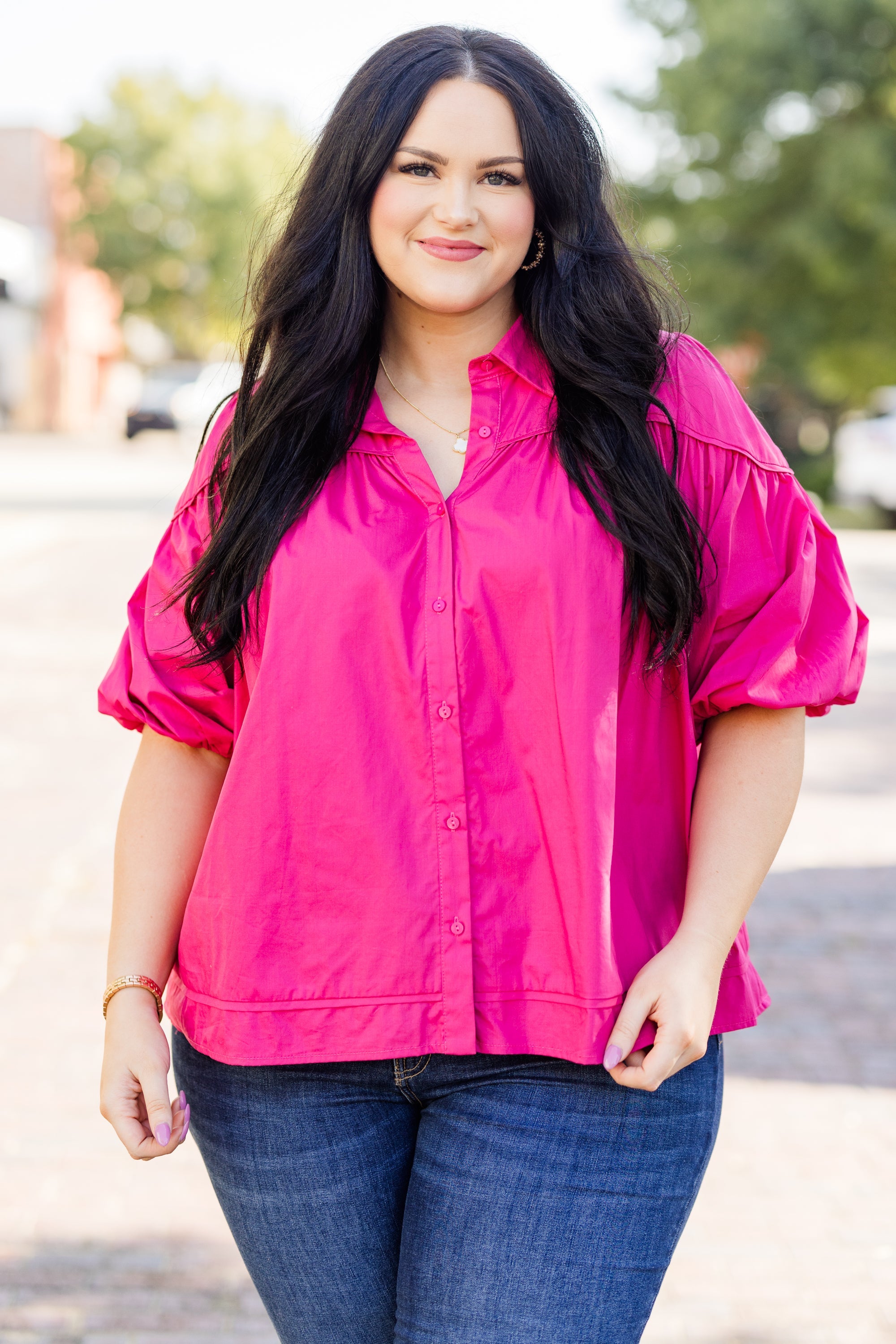 Love Is All Around Blouse, Magenta