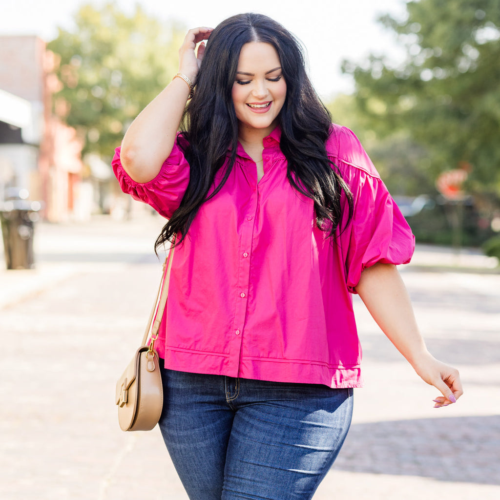 Love Is All Around Blouse, Magenta
