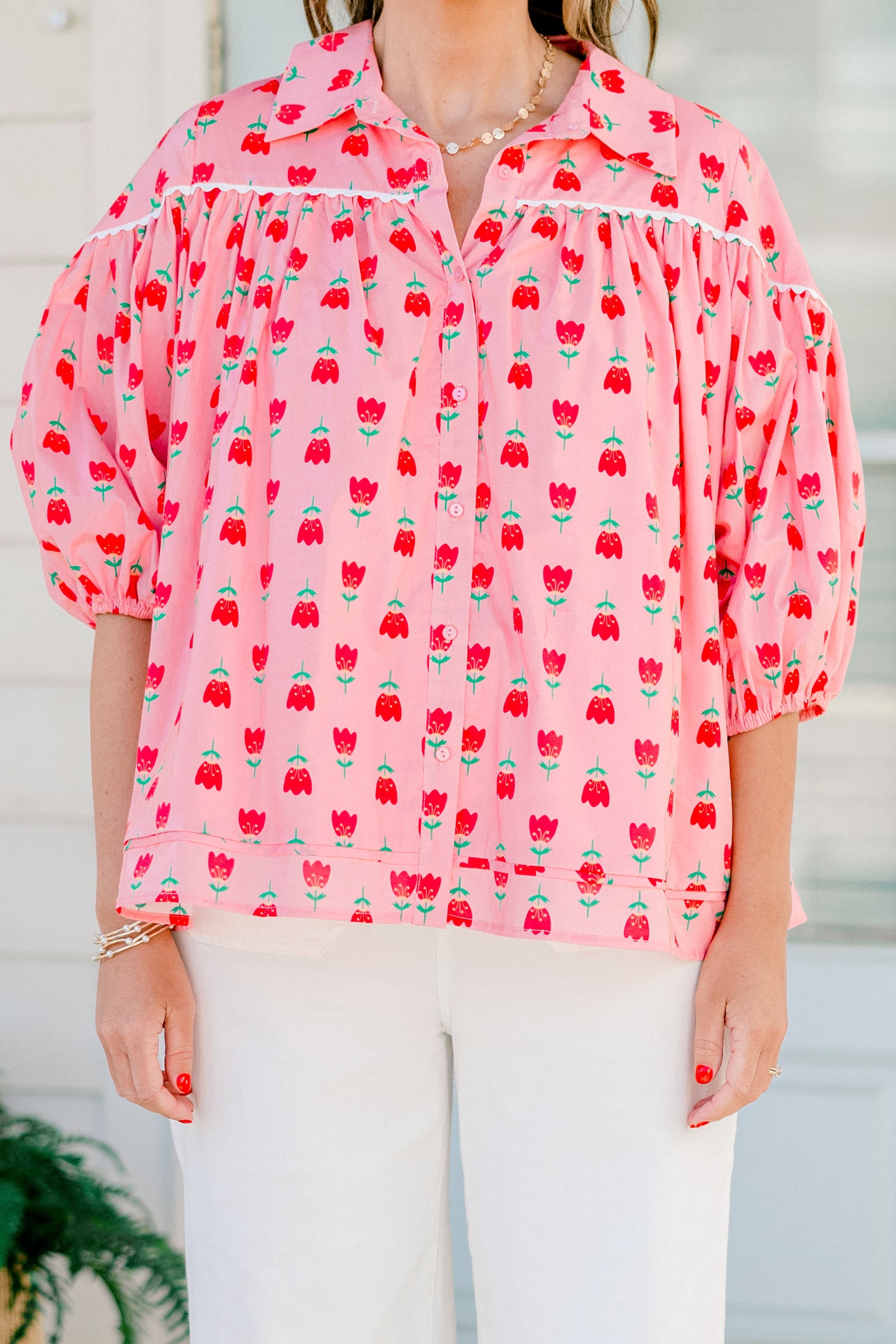 Love Is All Around Blouse, Pink-Red