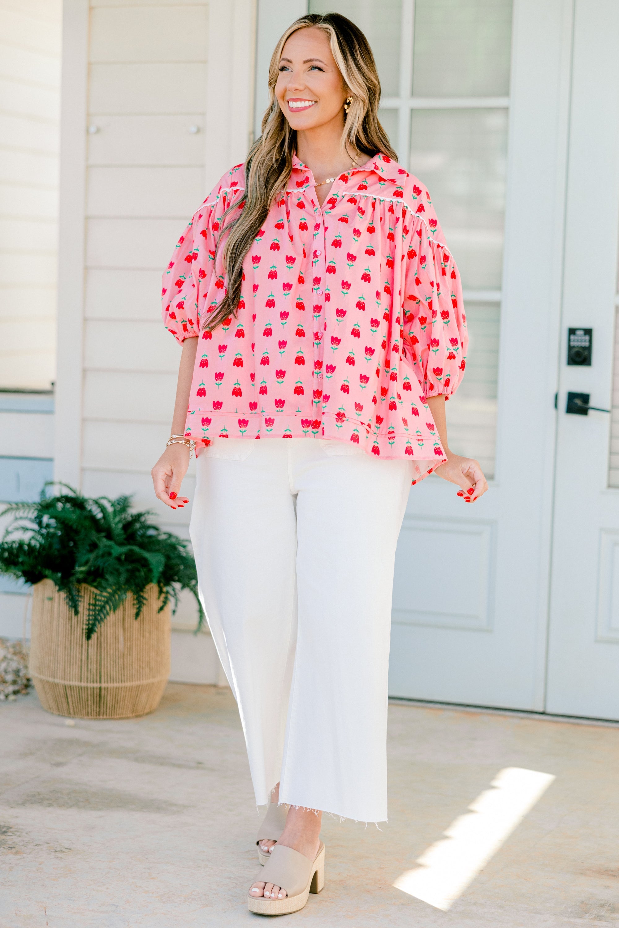 Love Is All Around Blouse, Pink-Red