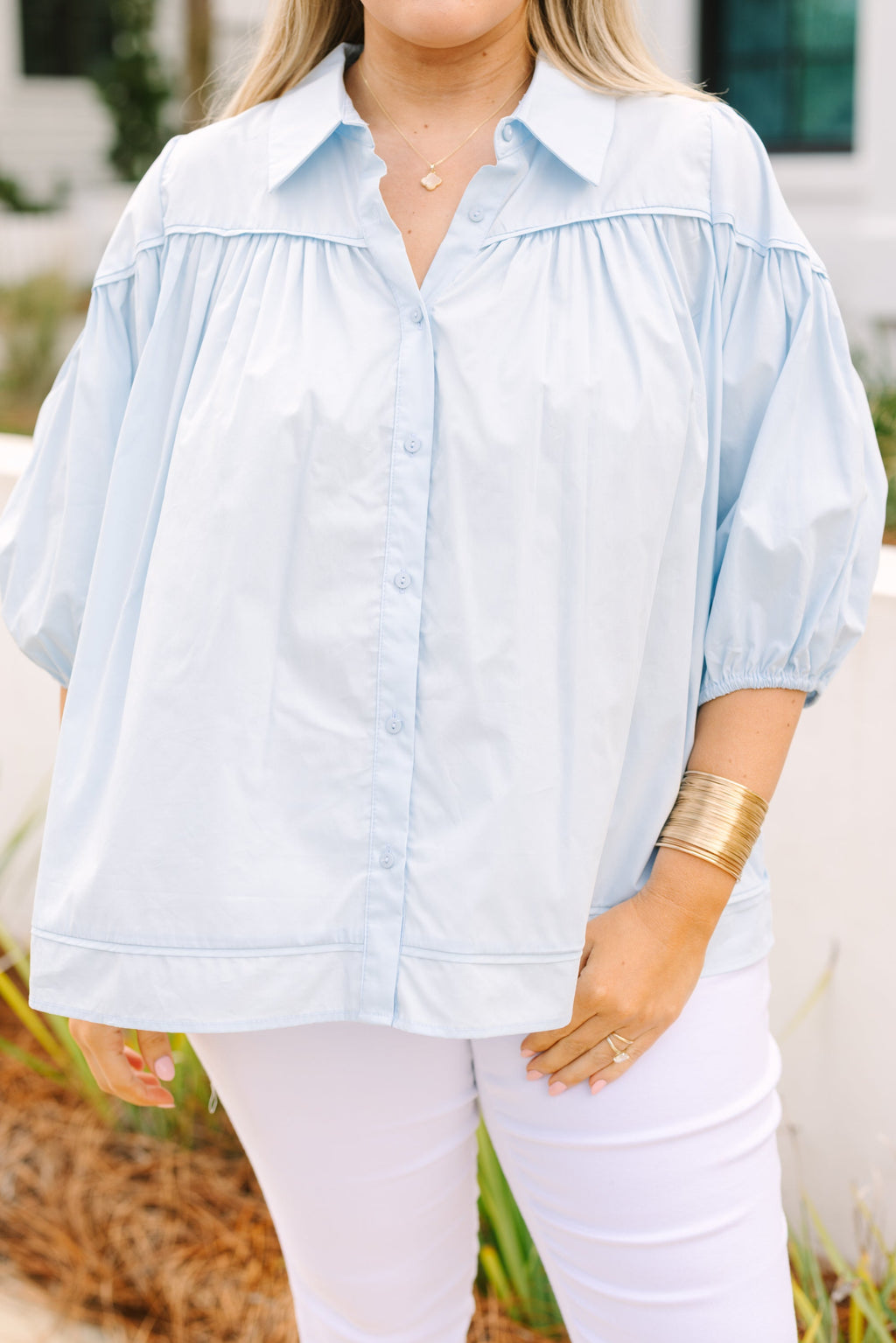 Love Is All Around Blouse, Light Blue