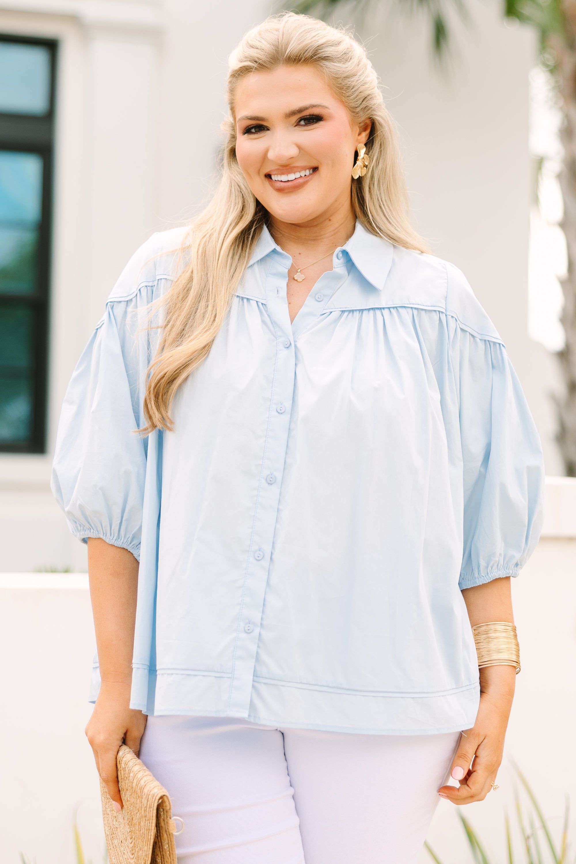Love Is All Around Blouse, Light Blue
