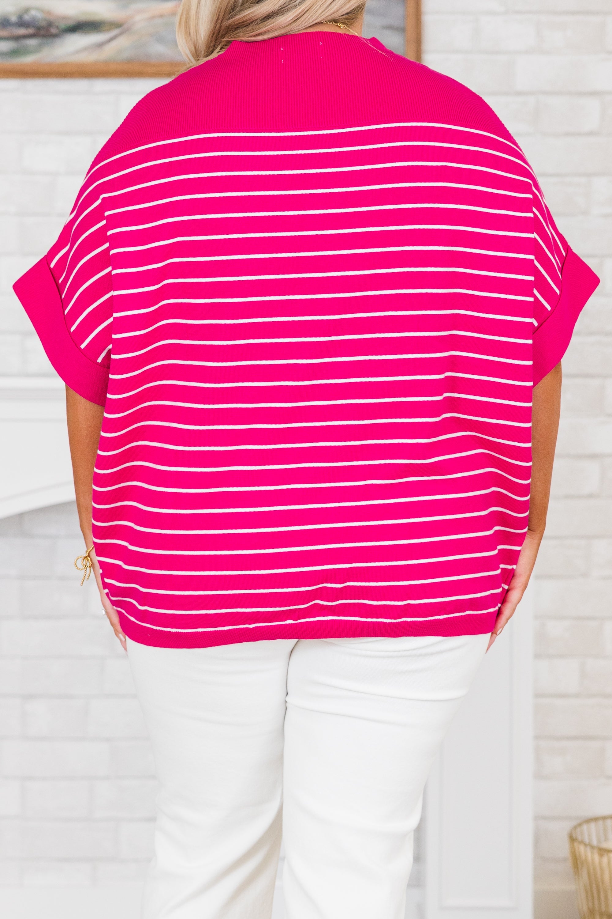 Love You Mean It Top, Hot Pink-Ivory