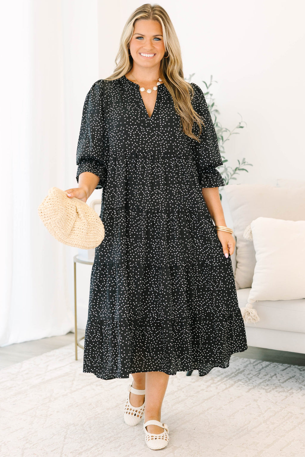 Love You So Dress, Black Ditsy Polka Dot