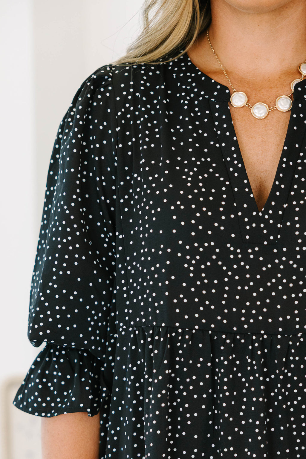 Love You So Dress, Black Ditsy Polka Dot