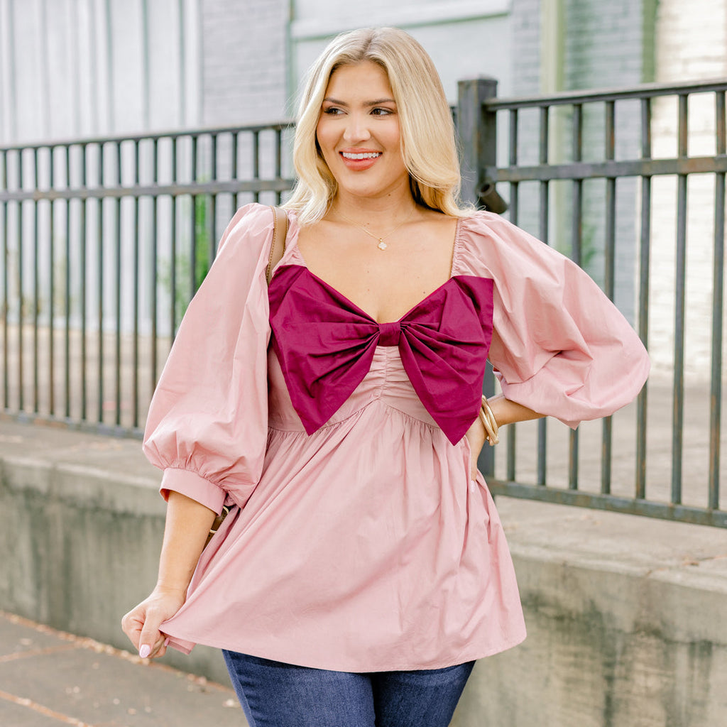 Lovely Times Top, Pink-Burgundy