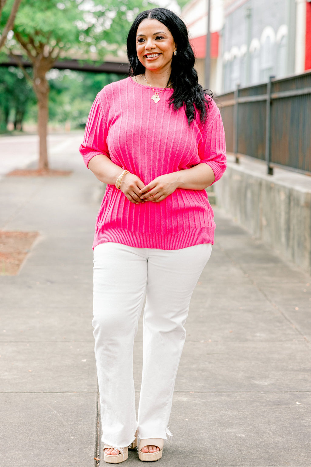 Lovergirl Knit Top, Hot Pink