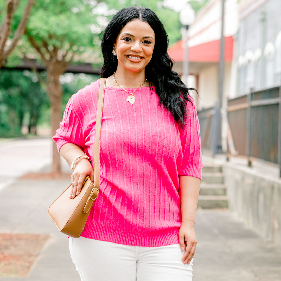 Lovergirl Knit Top, Hot Pink