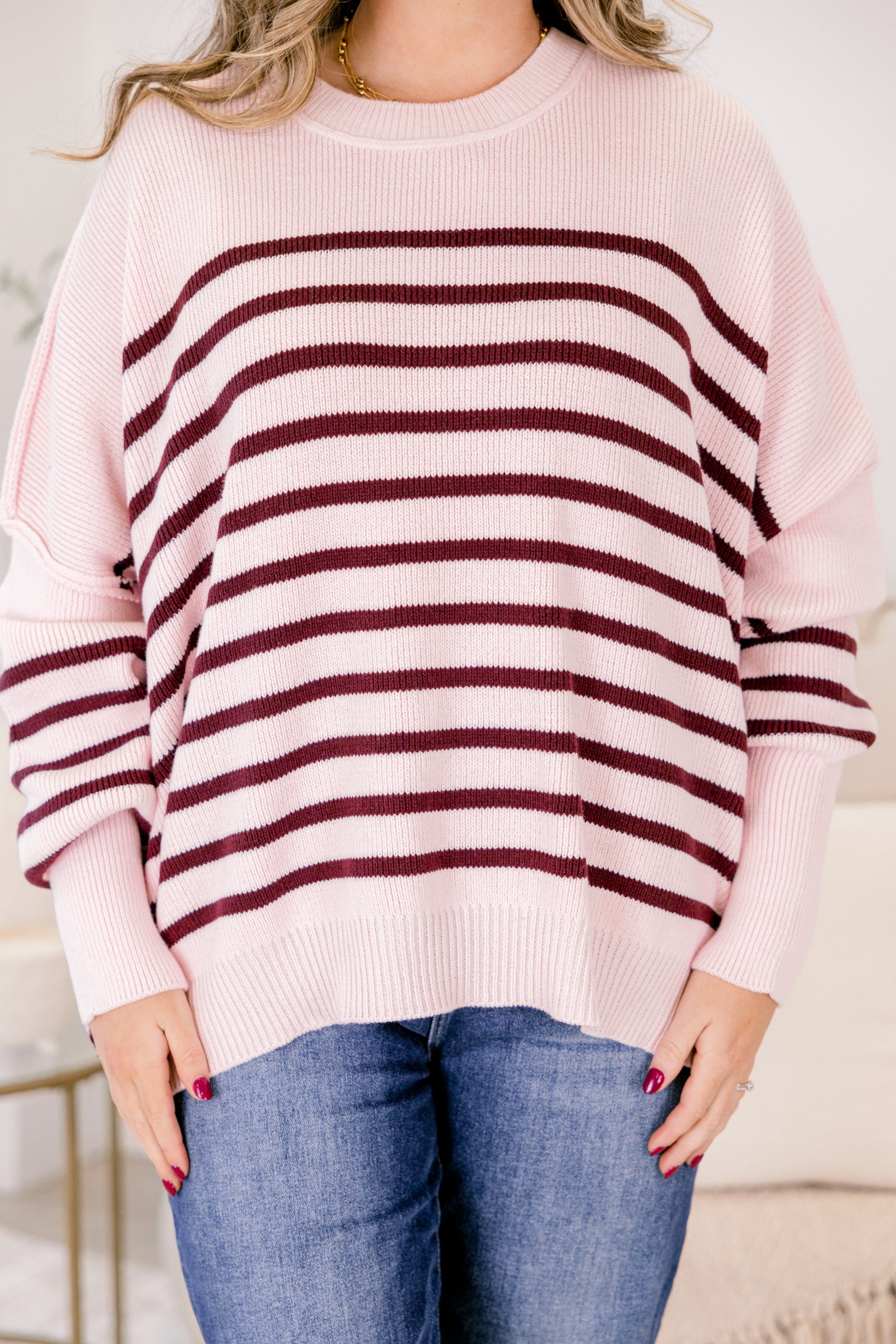 Magically Perfect Sweater, Pink Stripe