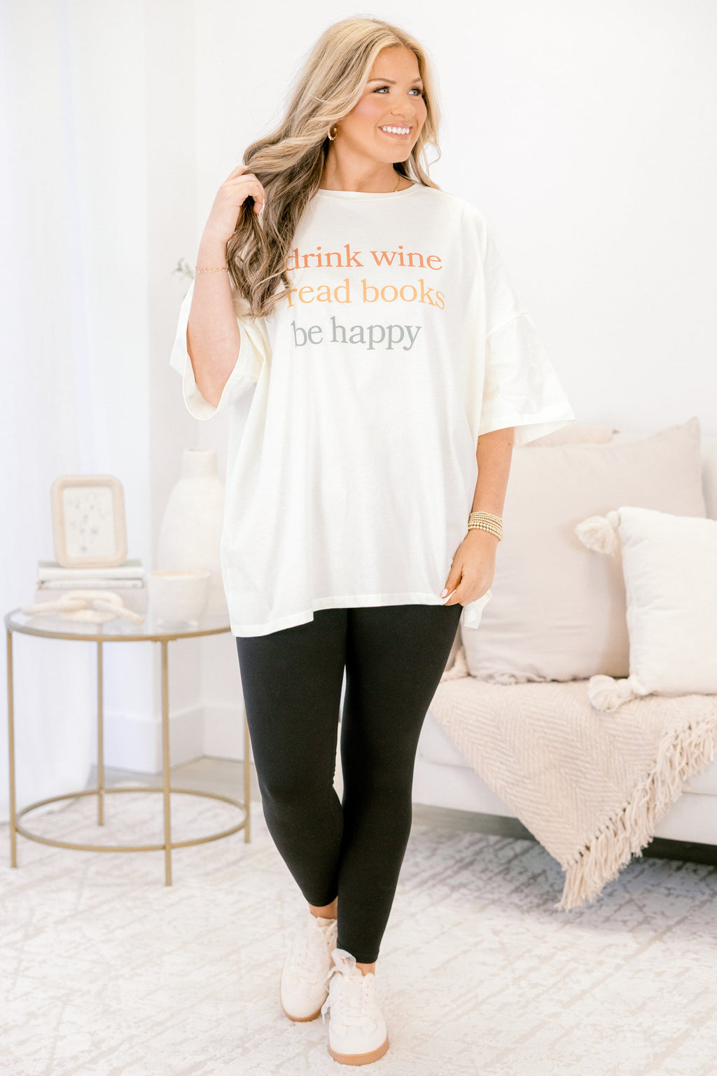 Make Me Happy Boyfriend Tee, Ivory