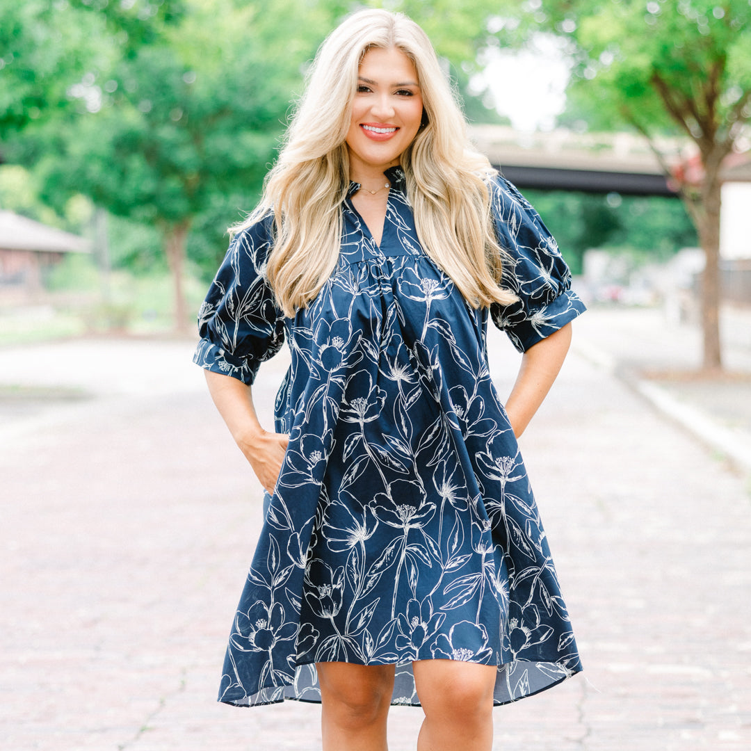 Make My Night Dress, Navy Floral