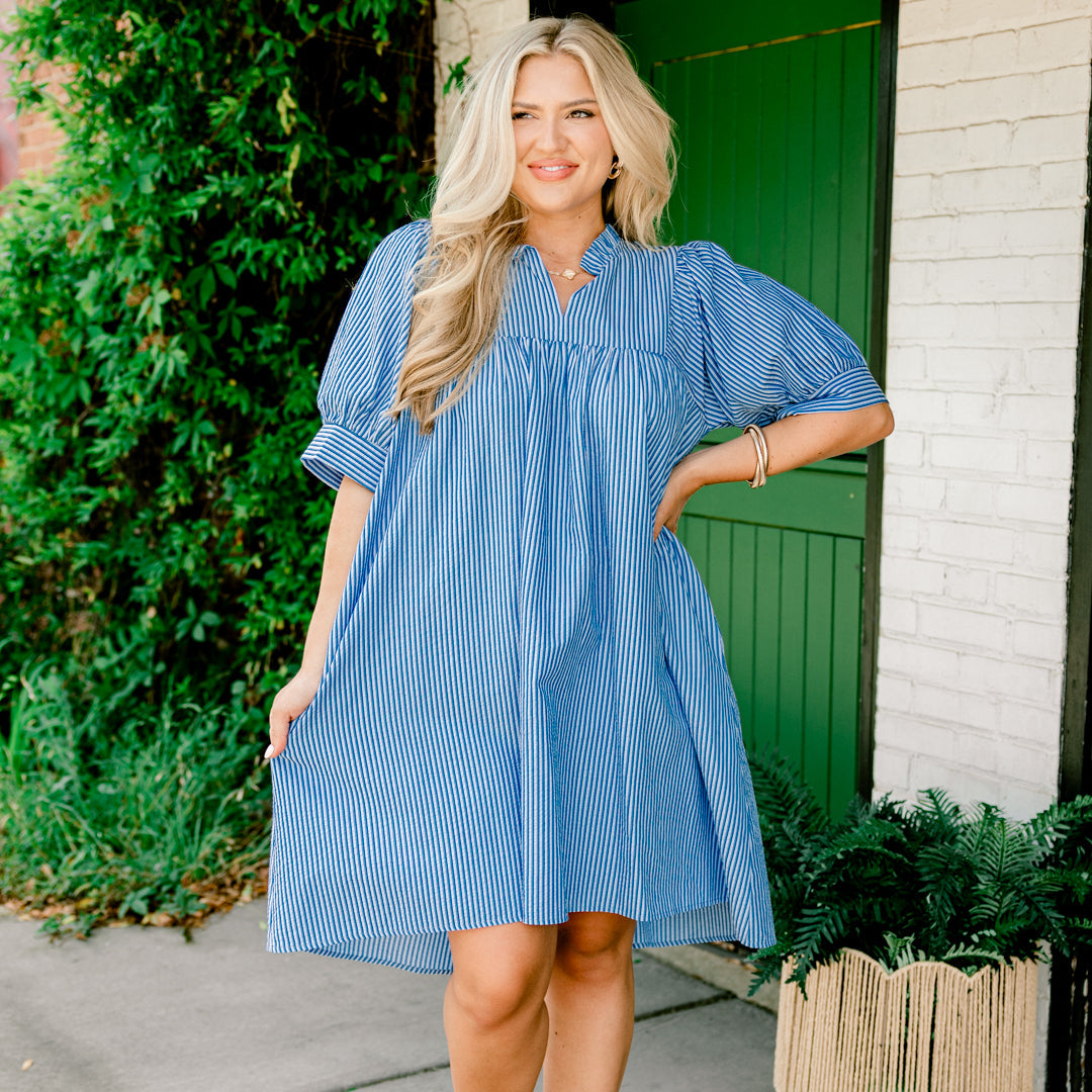 Make My Night Dress, Navy Stripe