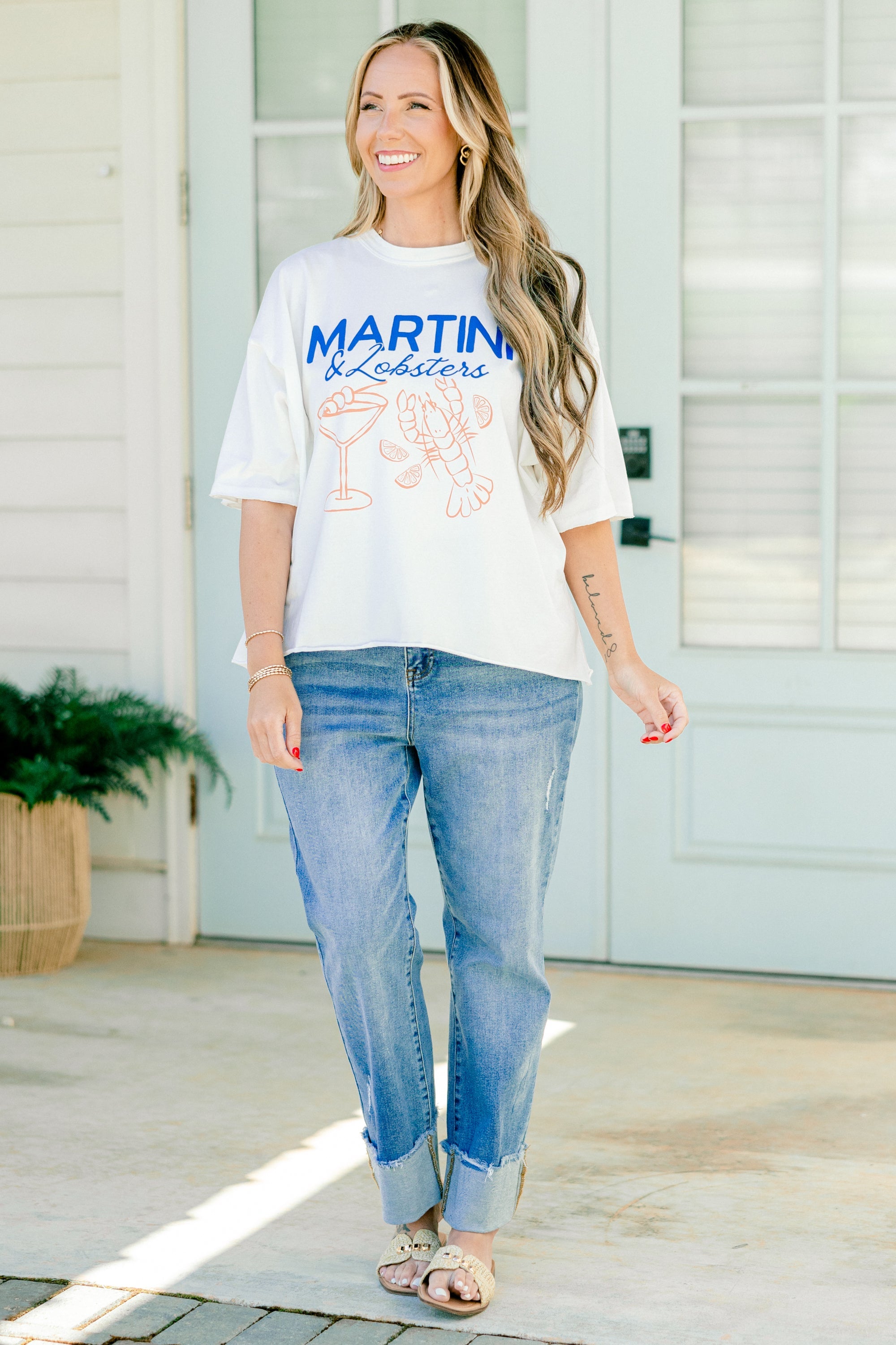 Martini & Lobsters Vintage Wash Tee, White