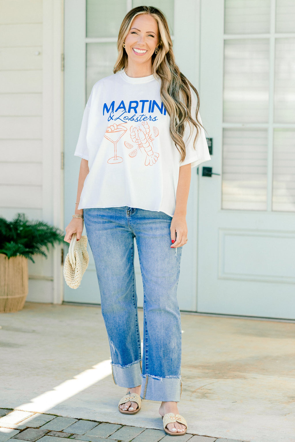 Martini & Lobsters Vintage Wash Tee, White