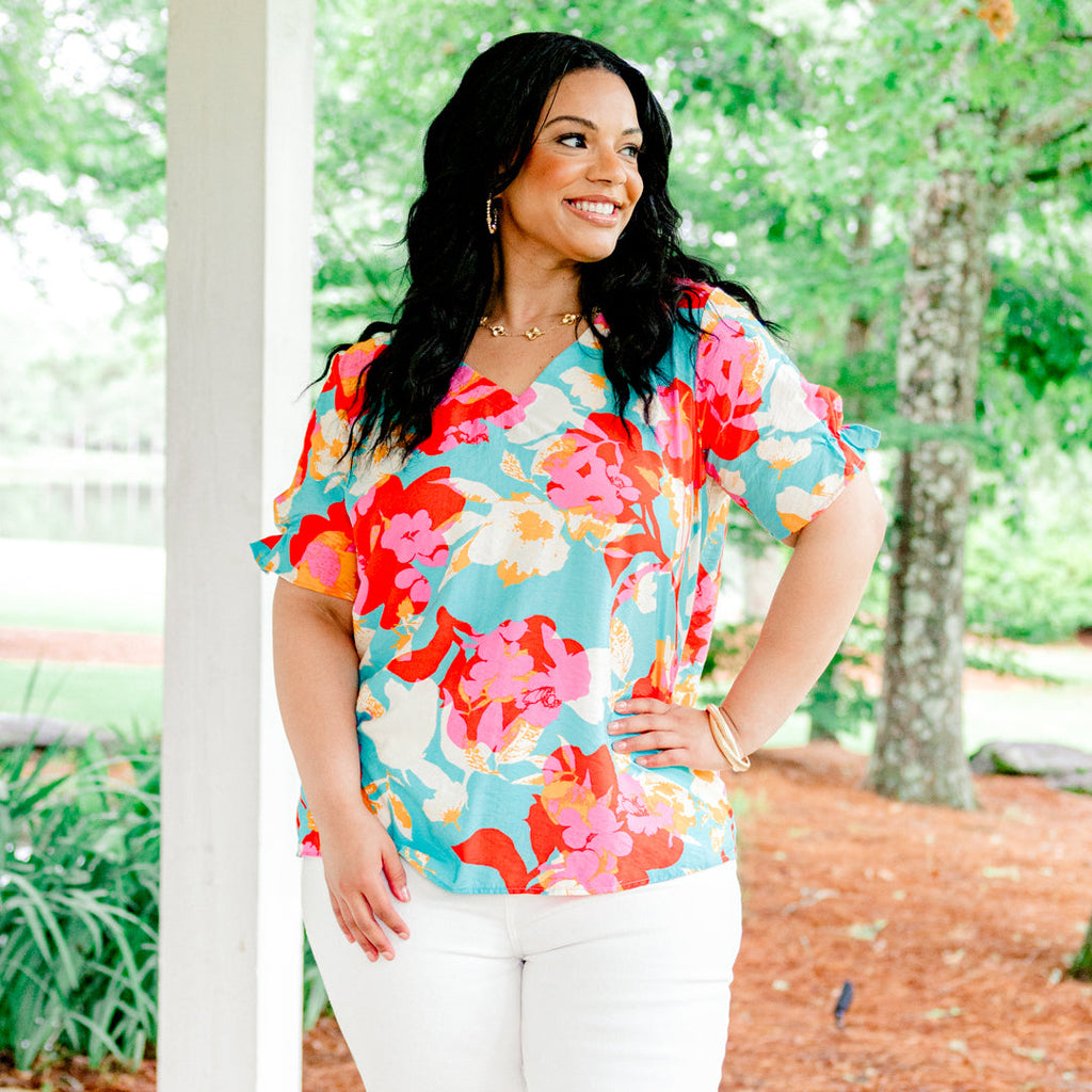 Matakana Island Top, Aqua-Red
